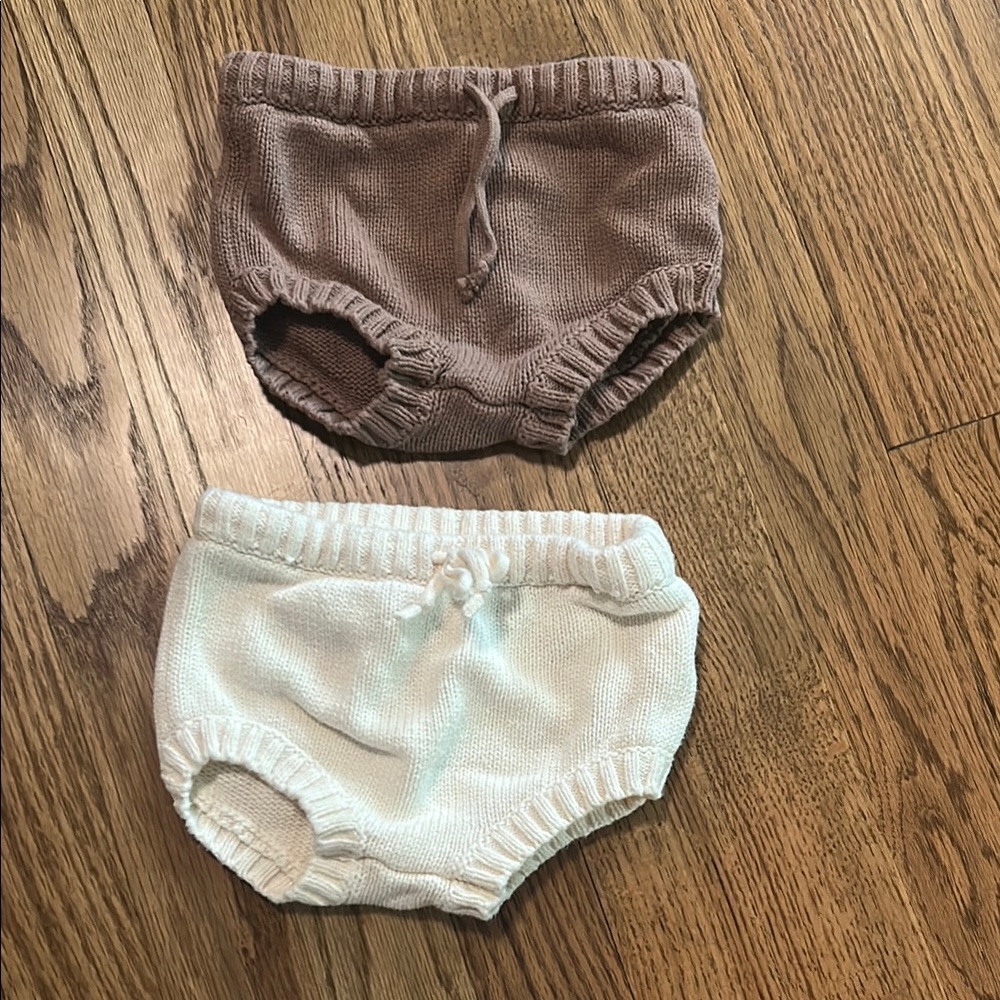 Cream and Brown Knitted Diaper Covers Accessories